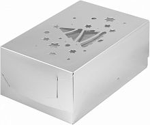 Коробка для капкейков на 6 шт. 235*160*100 мм с окном Елка (серебро)