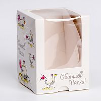 Коробка для кулича 95*95*120мм. "Курочка" с окном