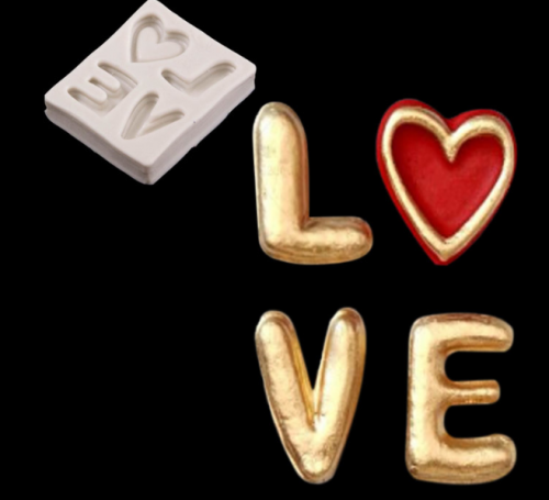 Молд силиконовый "LOVE с сердцем" 5,5*4,5 см.