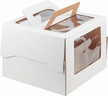 Упаковка картонная для торта 300*300*220мм RUK с окном и ручками (50шт/кор)