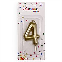 Свеча-цифра "4 - Золотая" 6 см.