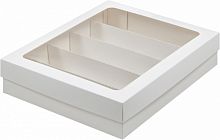 Коробка для МАКАРОН на 30 шт. 265*215*55 мм с окном и крышкой (белый)