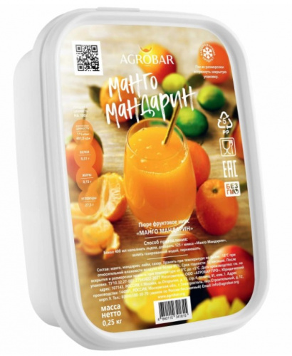 ПЮРЕ Artpuree БЕЗ сахара из мандарина,  Россия, 250 г.