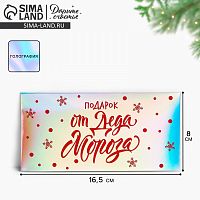 Конверт для денег «Подарок от Деда Мороза», голография, 16,5*8 см 