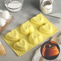 Форма силиконовая "Сердце в сердце" 6 ячеек 8*8 см., 17*30 см.