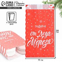 Пакет бумажный фасовочный, крафт, V-образное дно "От Деда Мороза", 20 х 11 х 4 см 