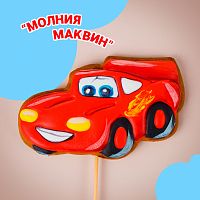 Топпер пряничный на палочке "Молния Маквин" (ручная роспись)