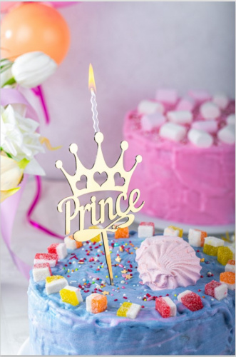 Топпер-Свеча "Золотая - Принц, Prince", 10 см. Топпер-Свеча "Золотая - Принц, Prince", 10 см.