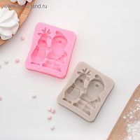 Молд силиконовый "Дед Мороз и олень", 6,5х5,7x1,8 см