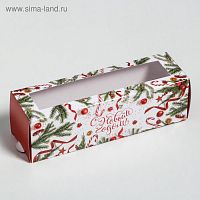 Коробка для МАКАРОН на 6 шт. 180*55*55 мм с окном (с новым годом)