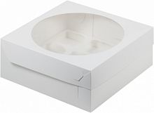 Коробка для капкейков на 9 шт. 235*235*100 мм с круглым окном (белый) RUK