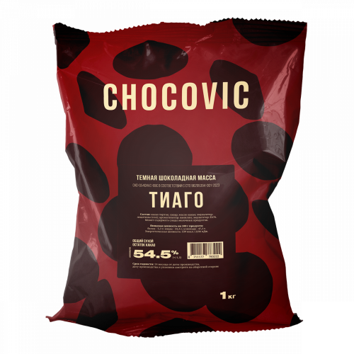 Шоколад Chocovic темный Тиаго 54,5% (1 кг./упак., 10 шт./кор.)