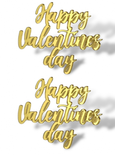 Мини-топпер "Happy Valentines day" 7 см., золото (2шт./упак.)