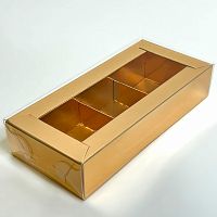 Коробка для конфет 3шт 155*70*30мм (золото)