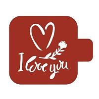 Трафарет кондитерский "I LOVE YOU сердце, цветок" 9*9 см