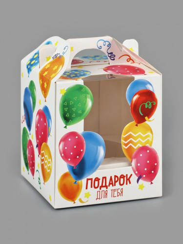 Коробка для капкейков на 1 шт. 90*90*110 мм с окном (подарок для тебя)