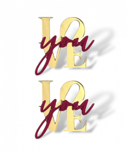 Мини-топпер "I love you" 6 см., красный/золото (2шт./упак.)